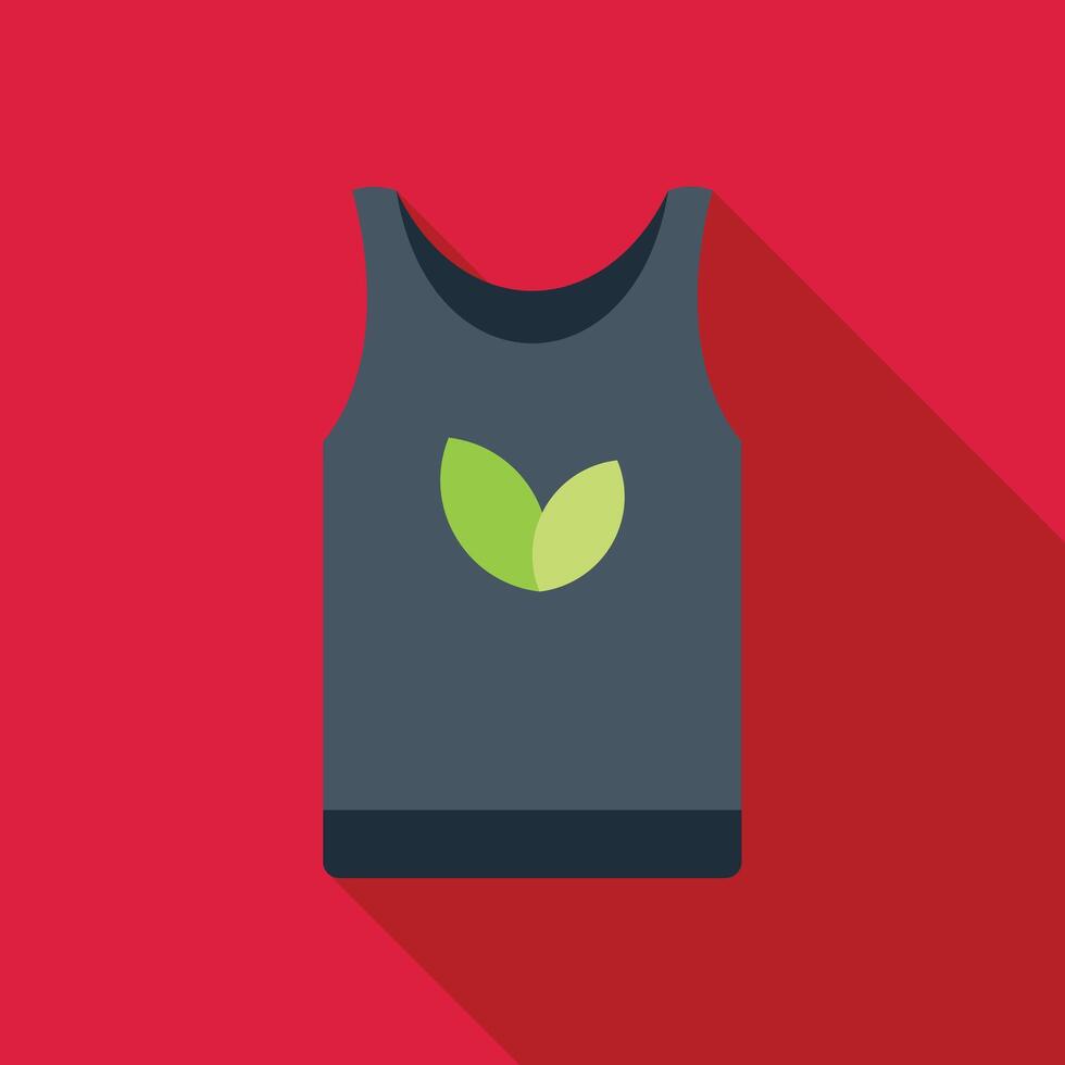 Grey tank top featuring green leaves logo on red background vector