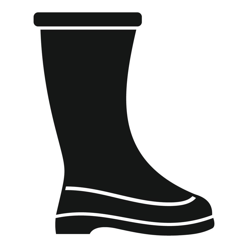 Black rubber boot standing straight icon simple style vector