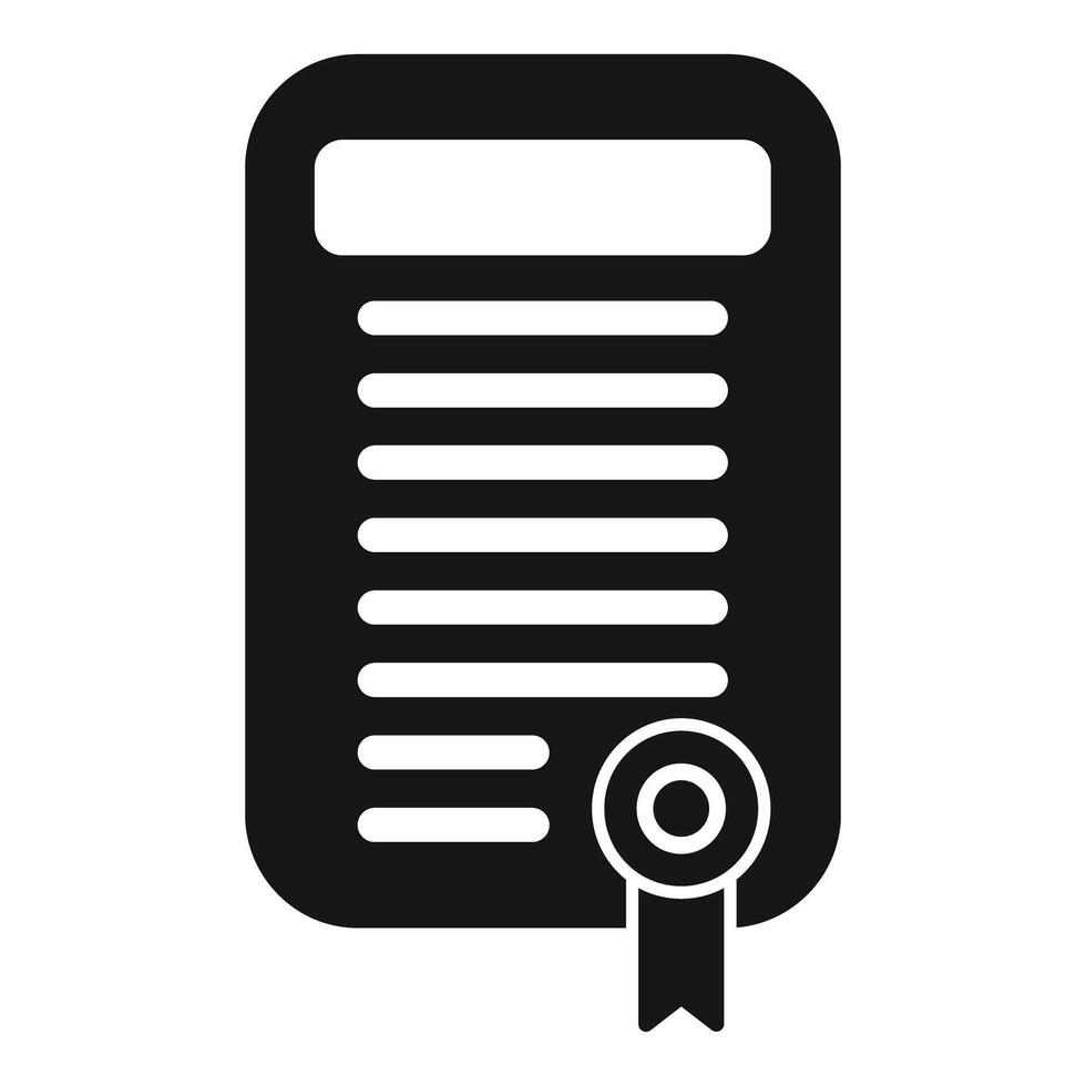 Notary public document with ribbon and seal icon glyph illustration vector