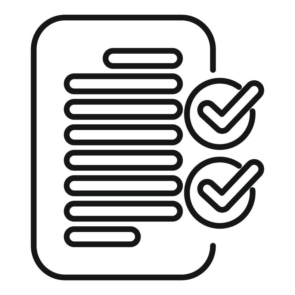 Checklist with approved check marks icon outline style vector
