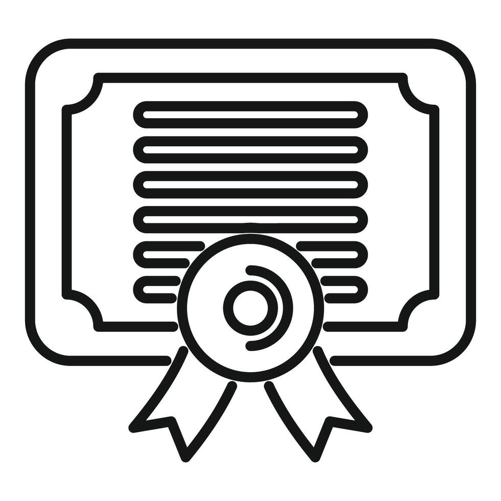 Diploma with ribbon showing graduating certificate icon outline vector