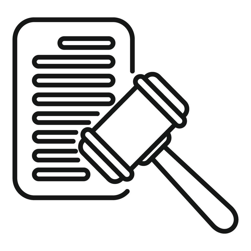 Judge gavel hitting document representing legal decision vector