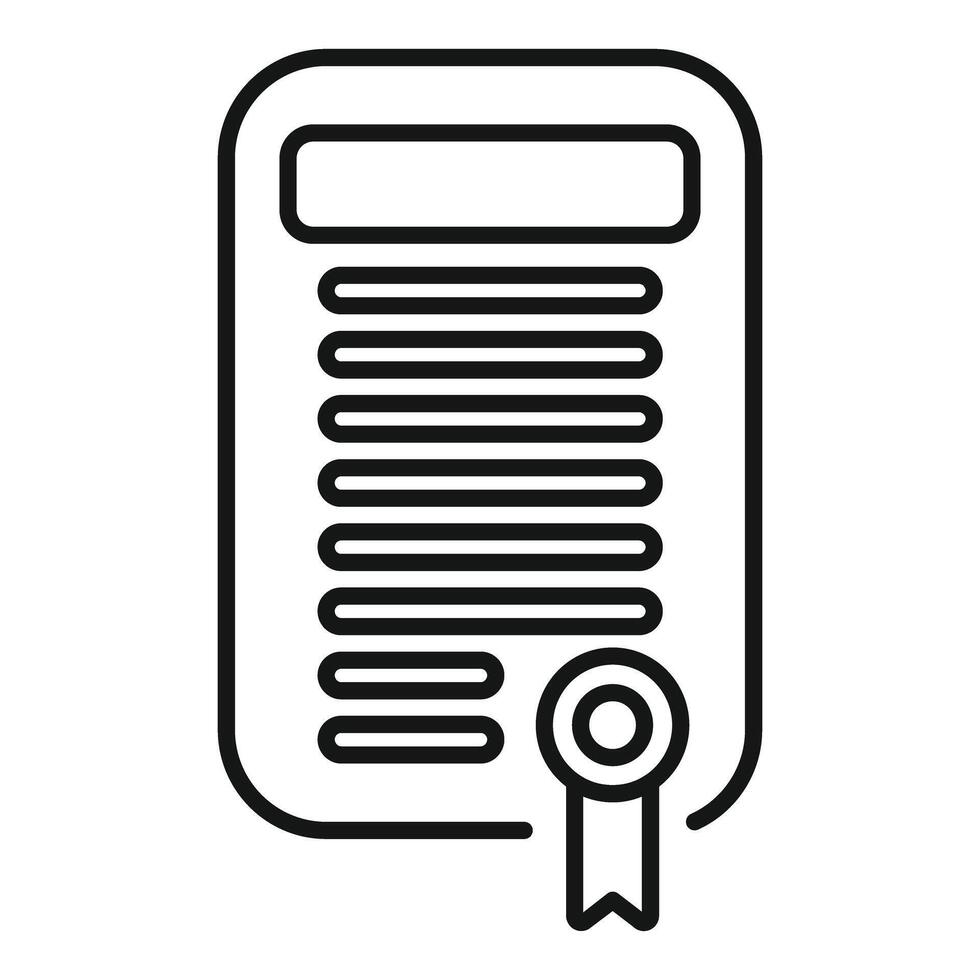 Notary public document with signature and stamp icon outline vector