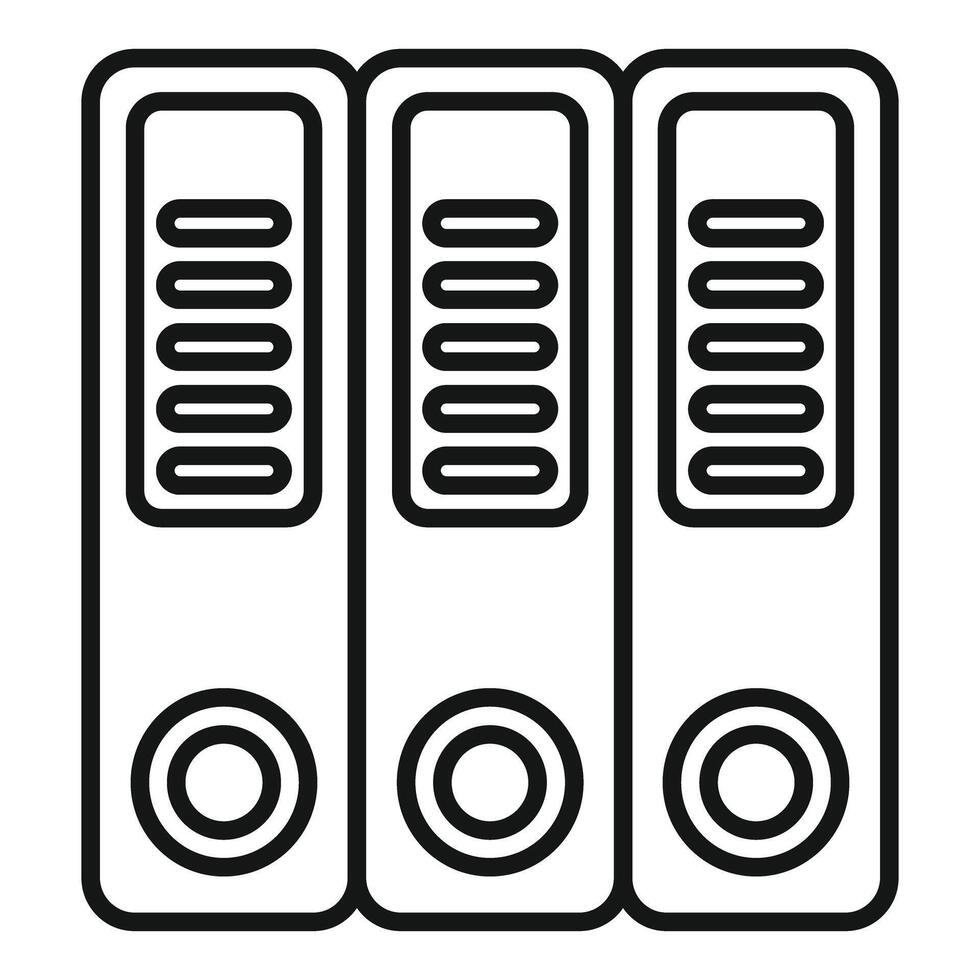 Office folders standing in a row icon thin line vector illustration