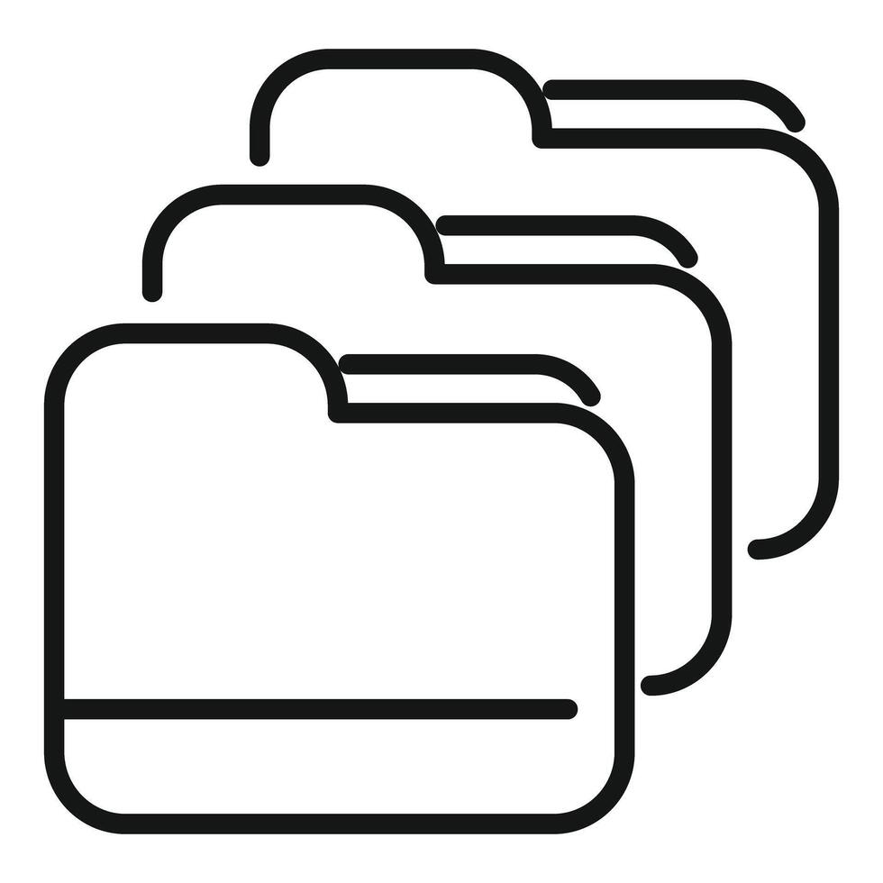 Icon of three folders representing a data storage system vector