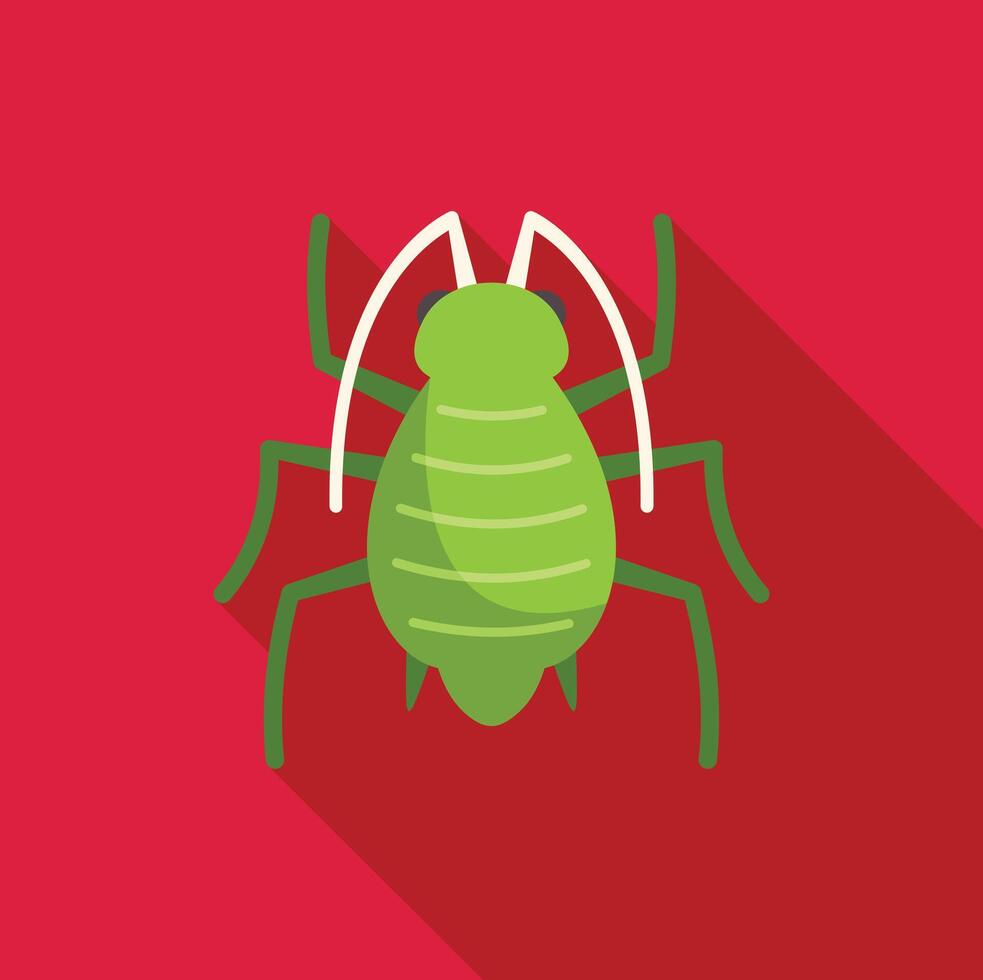 Green aphid insect pest crawling on red background vector