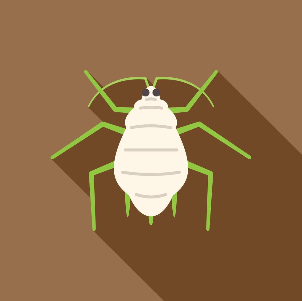 White mealybug insect pest crawling flat design icon vector