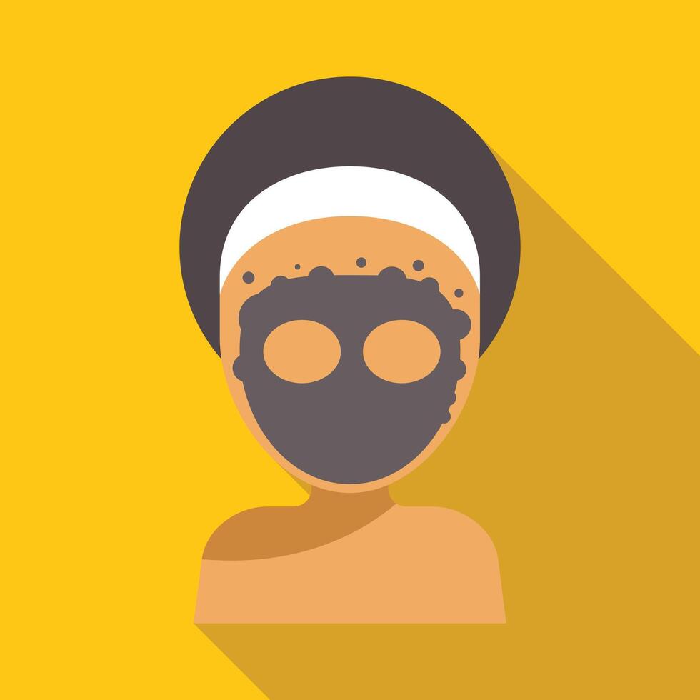 Woman relaxing with a clay mask on her face vector