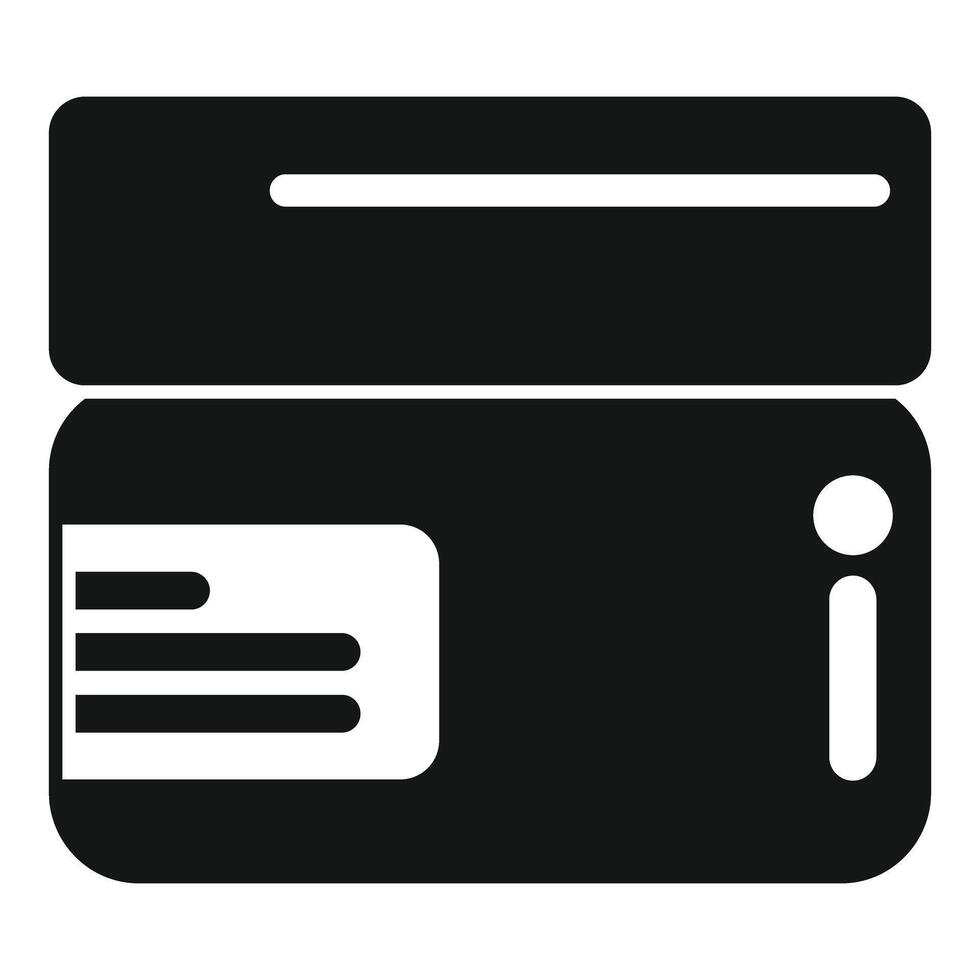 Black glyph style icon representing a card reader vector