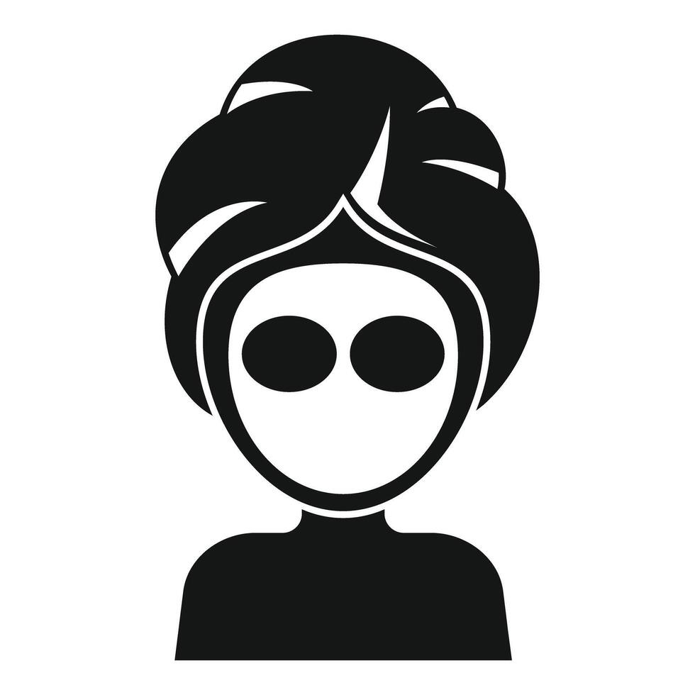 Woman relaxing with facial mask and towel on head icon vector