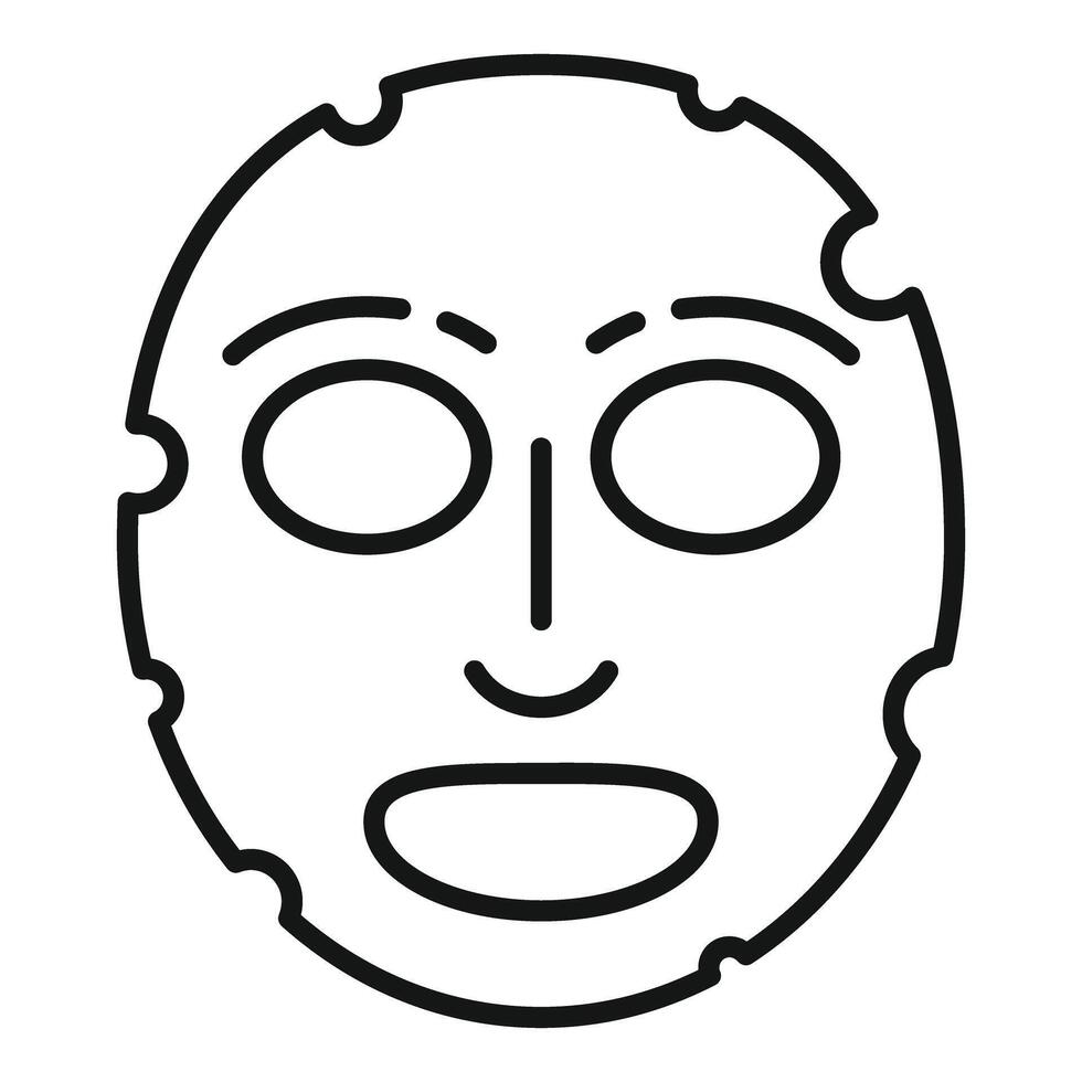 Cosmetic facial sheet mask smiling with open mouth icon vector outline