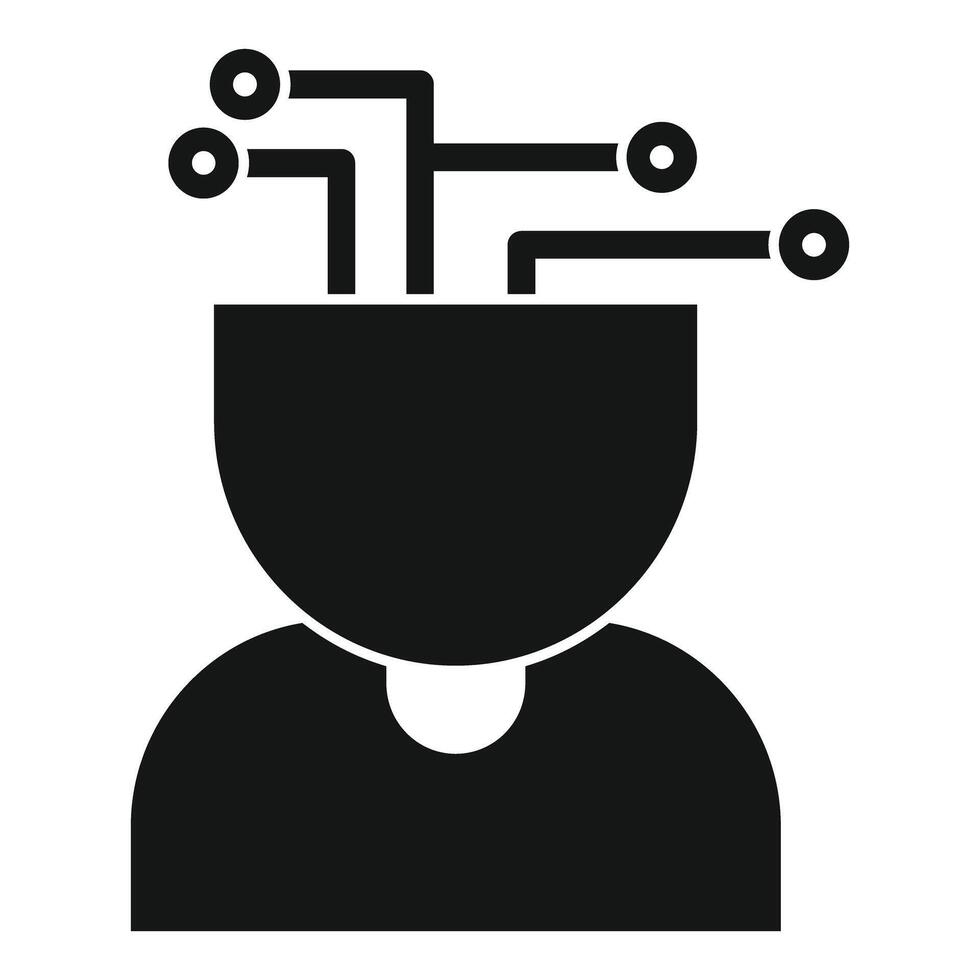 Human head with electronic circuit board showing artificial intelligence vector