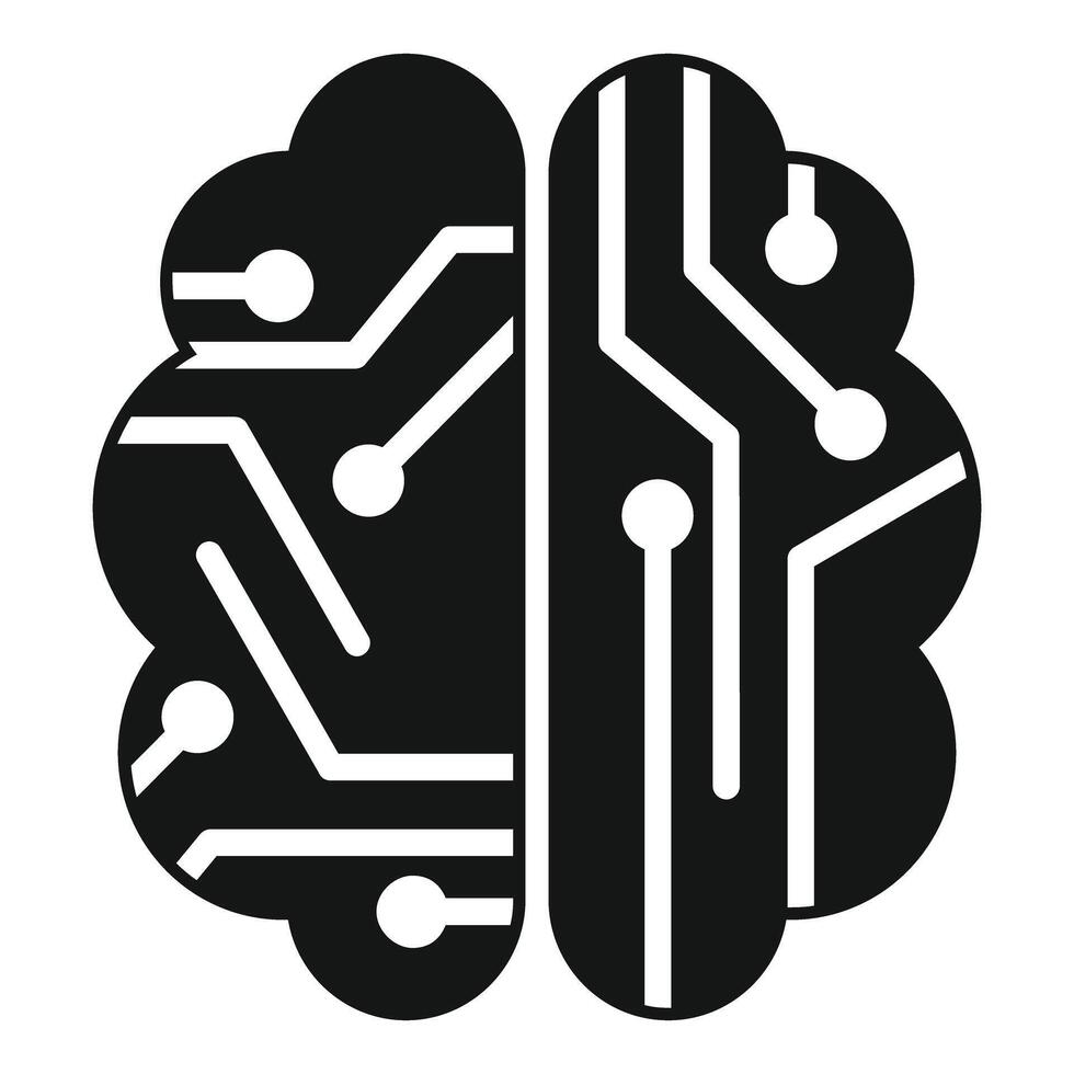Electronic brain showing artificial intelligence and machine learning vector