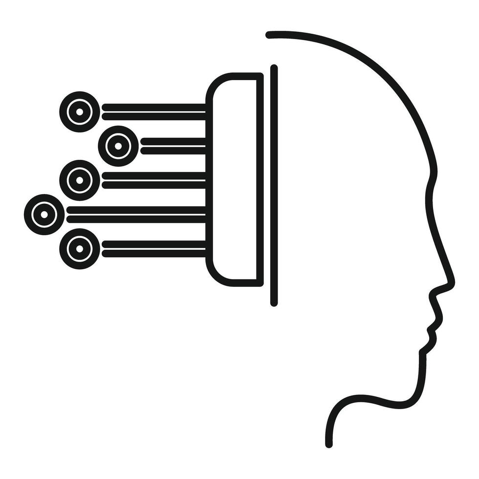 Artificial intelligence connecting to human brain with data flow vector