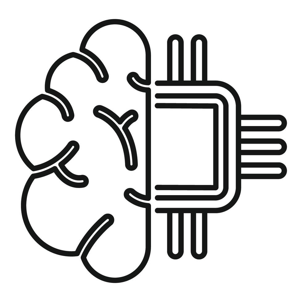 Brain power chip connecting with electronic circuitry lines vector