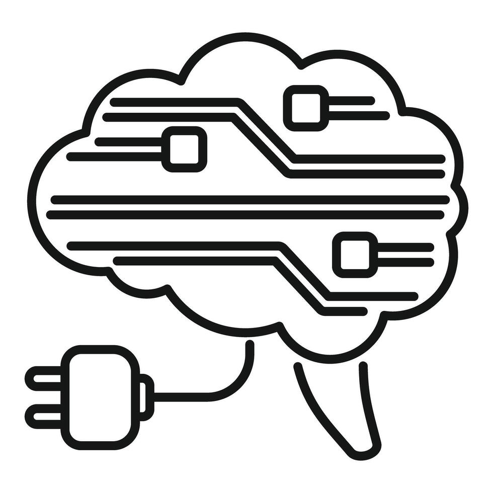 Brain powering up with electric plug connecting to circuit board vector
