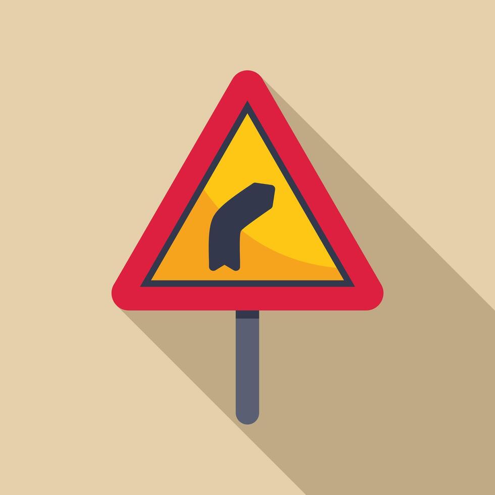 Left curve traffic sign indicating road bends left vector