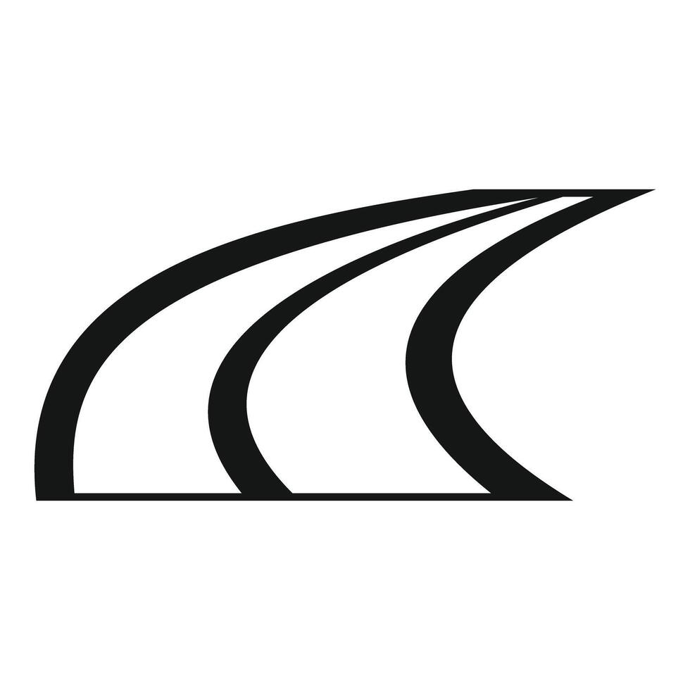 Three smooth lines are getting closer forming a modern road logo vector