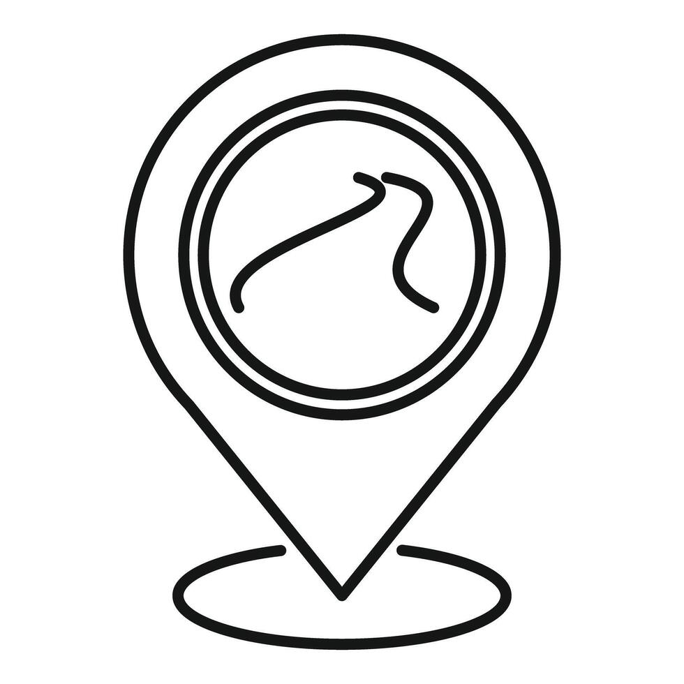 Location pin pointing winding road on minimalist map vector