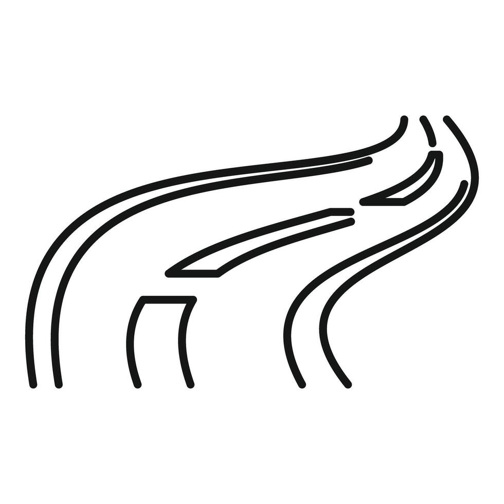 Winding road through countryside line art illustration vector