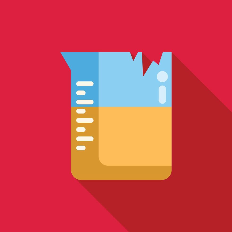 Broken beaker containing chemical substance for experimentation vector