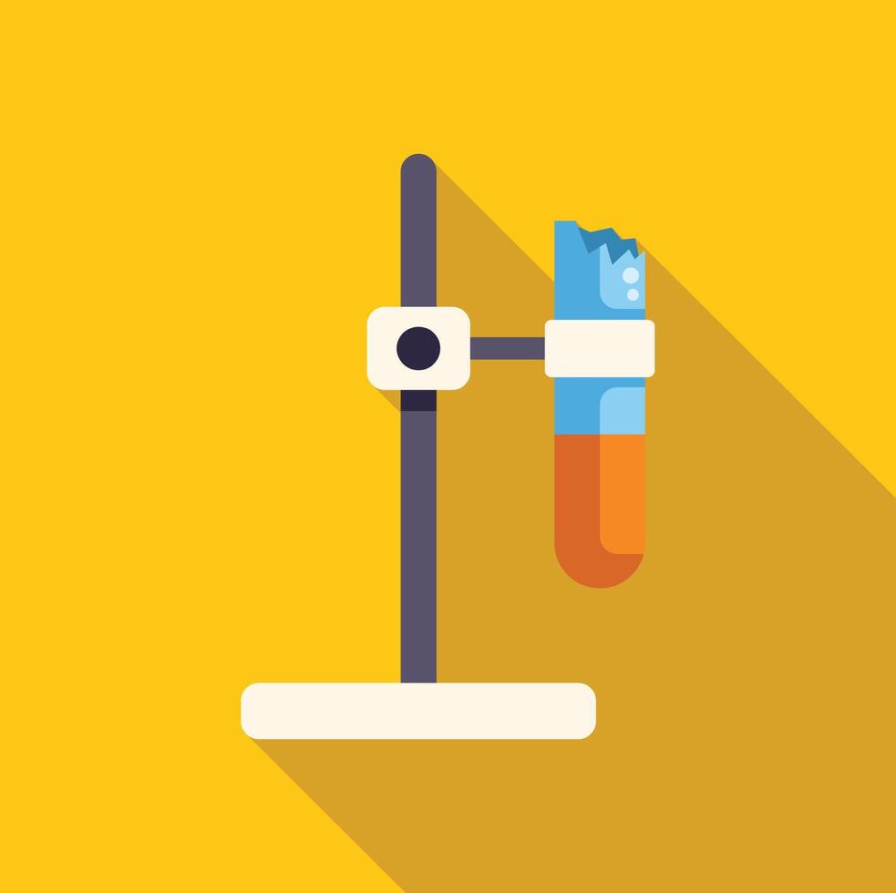 Broken test tube hanging on stand in chemistry lab icon vector