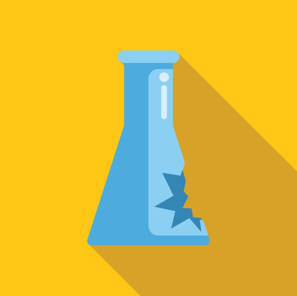 Broken chemistry glassware flask experimenting icon vector