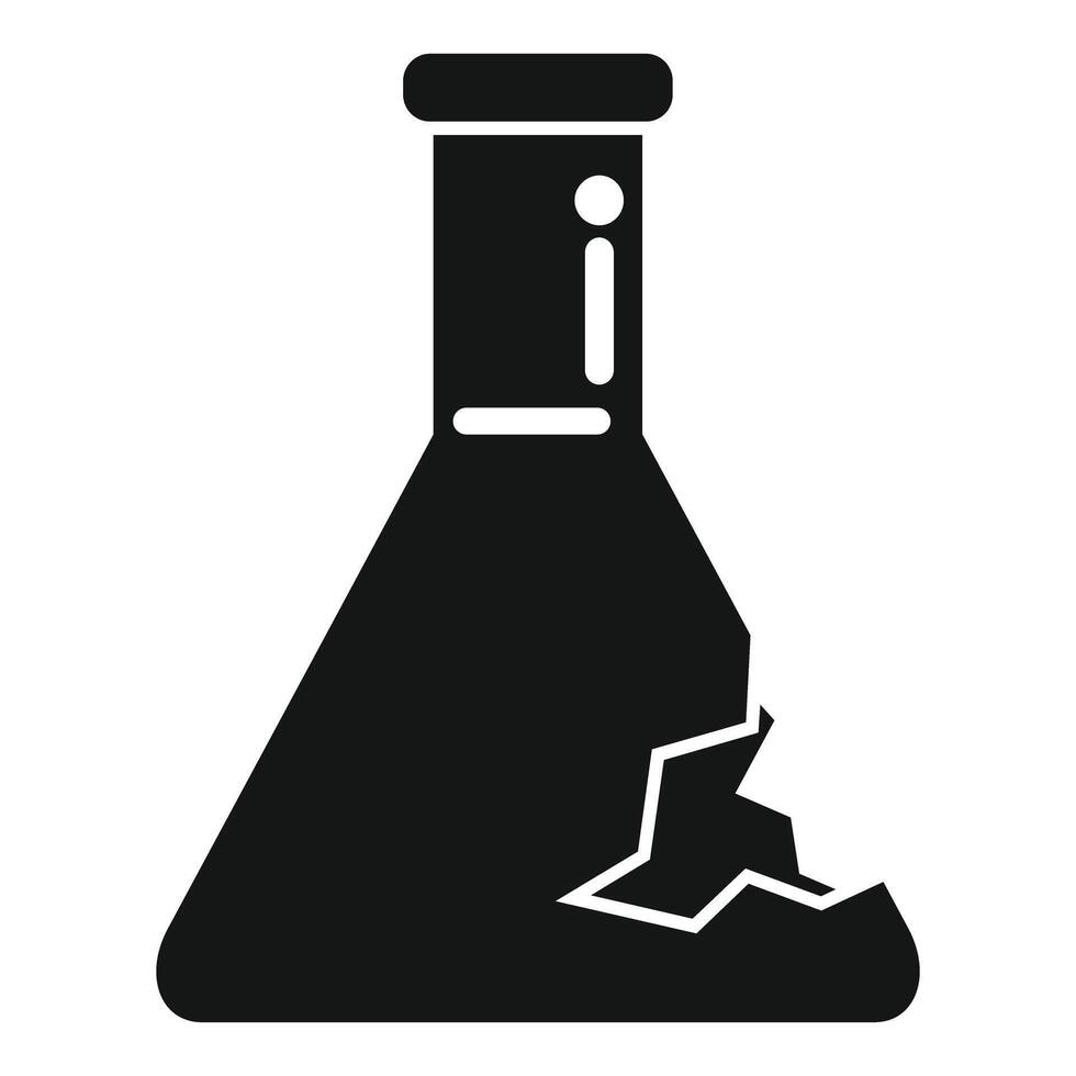 Broken chemical flask for scientific experiments icon vector
