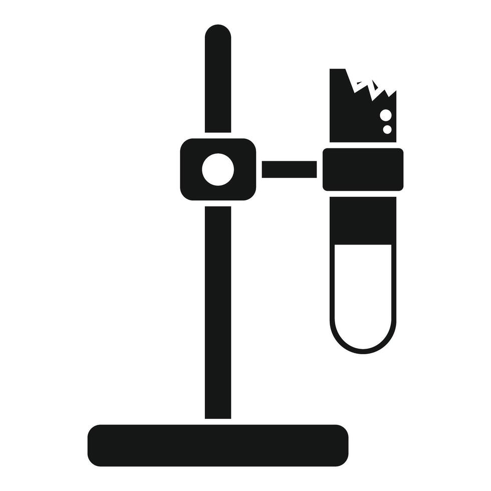 Broken test tube in clamp icon simple style vector