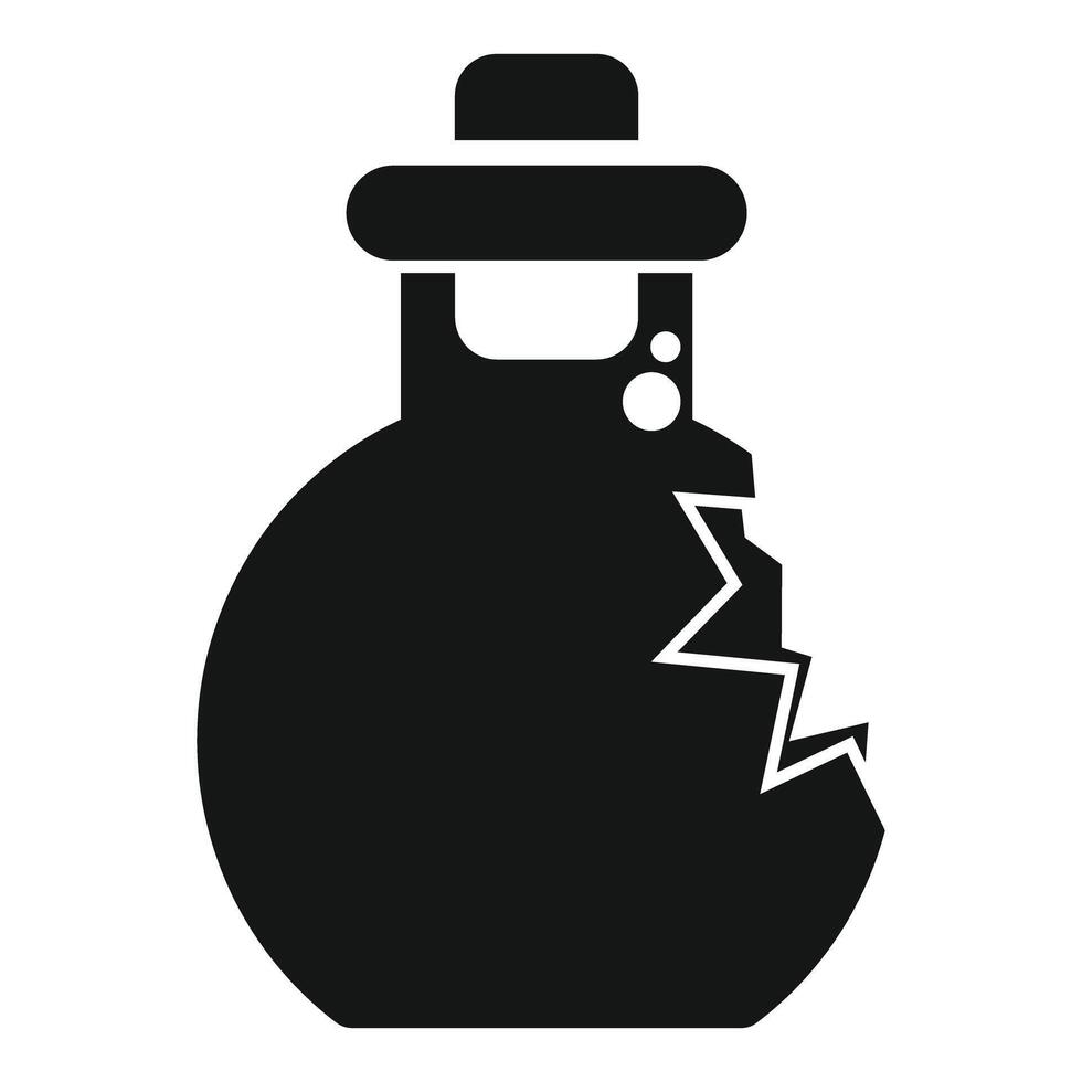 Broken chemical flask icon showing scientific experiment risk vector
