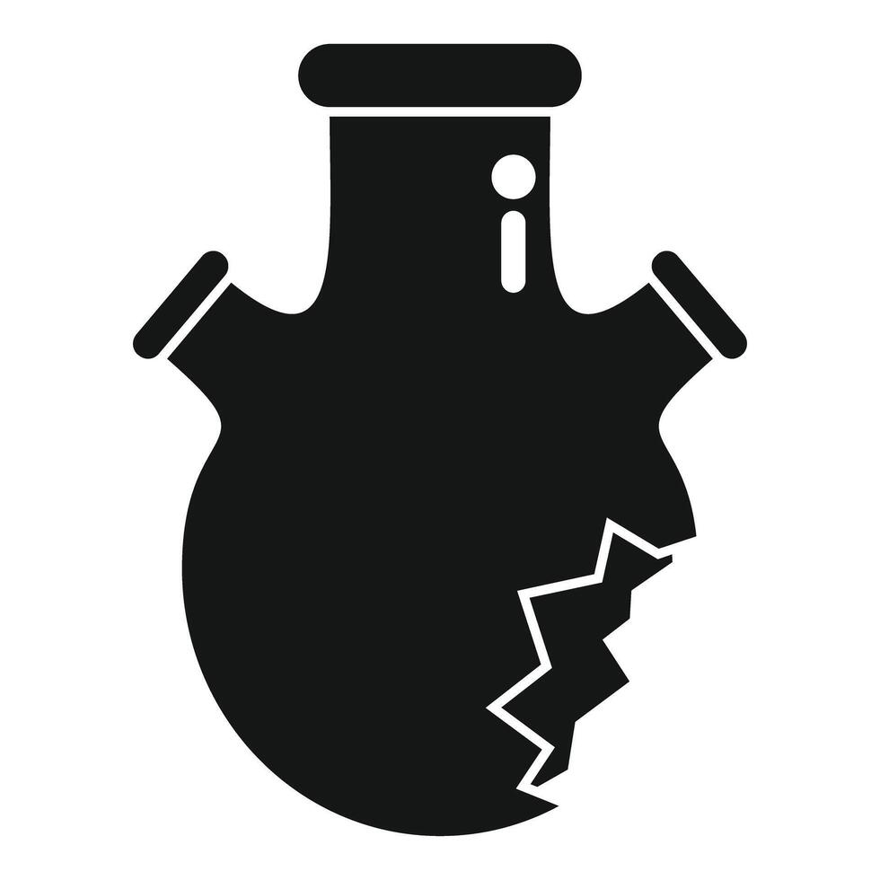Broken chemical flask icon representing a failed experiment vector
