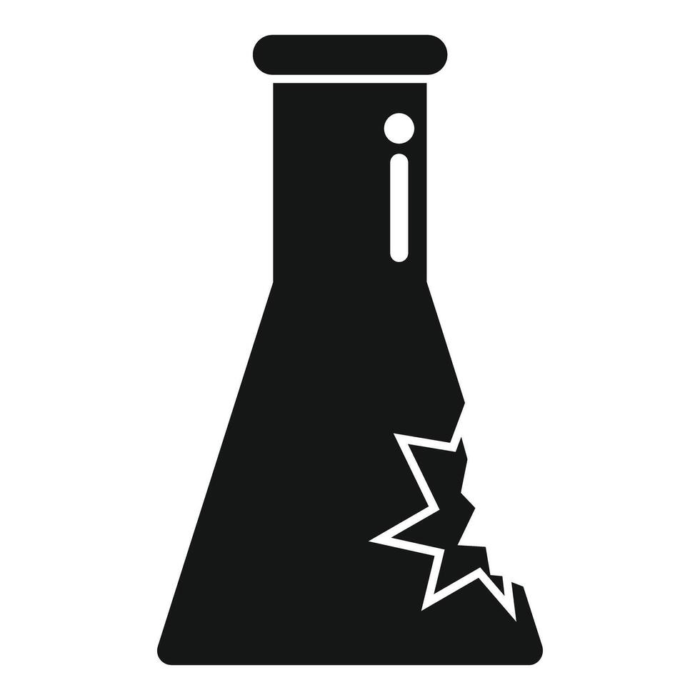 Broken chemical flask for laboratory experiment icon vector