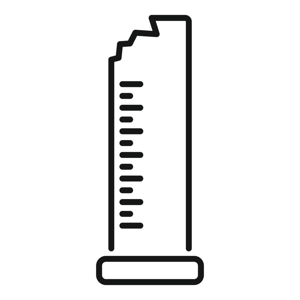 Black outline icon of a broken ruler showing failure vector