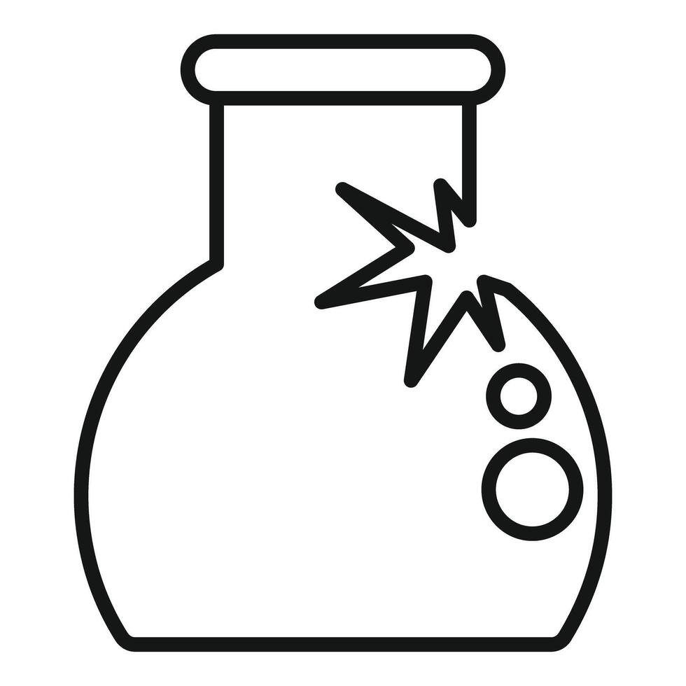 Chemical flask exploding with bubbles icon vector outline