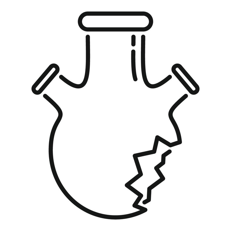 Broken chemistry glass flask experiment icon vector