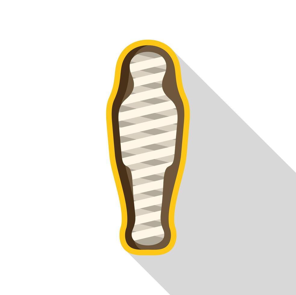 Egyptian mummy wrapped in bandages lying in sarcophagus icon vector