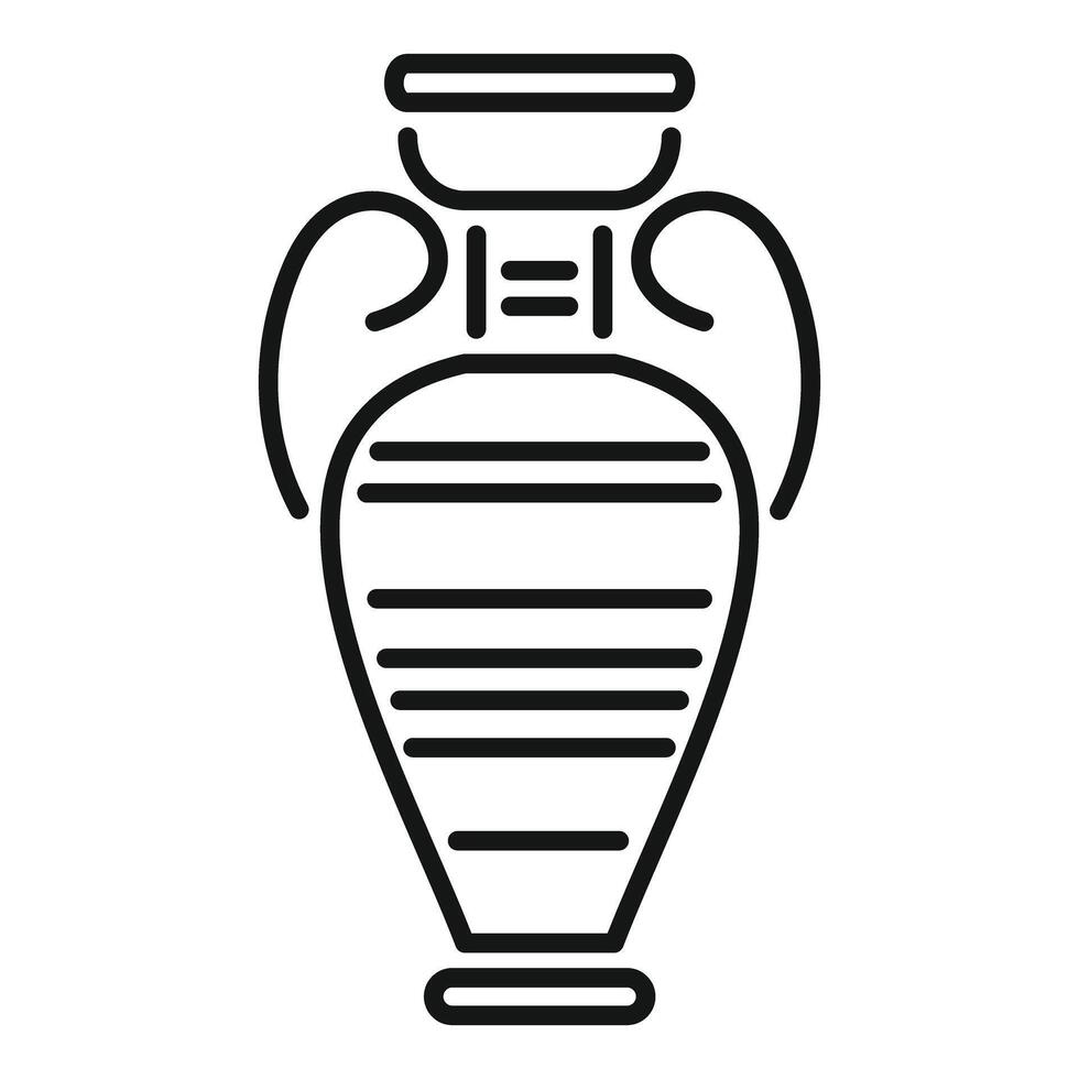 Ancient greek vase with handles standing on base line art icon vector