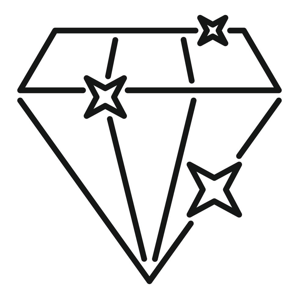 Shining diamond with stars icon thin line vector illustration