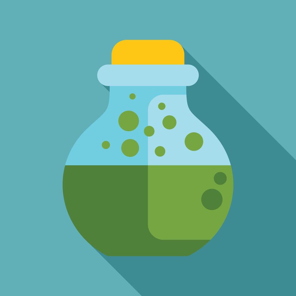 Round bottom flask containing bubbling green liquid vector
