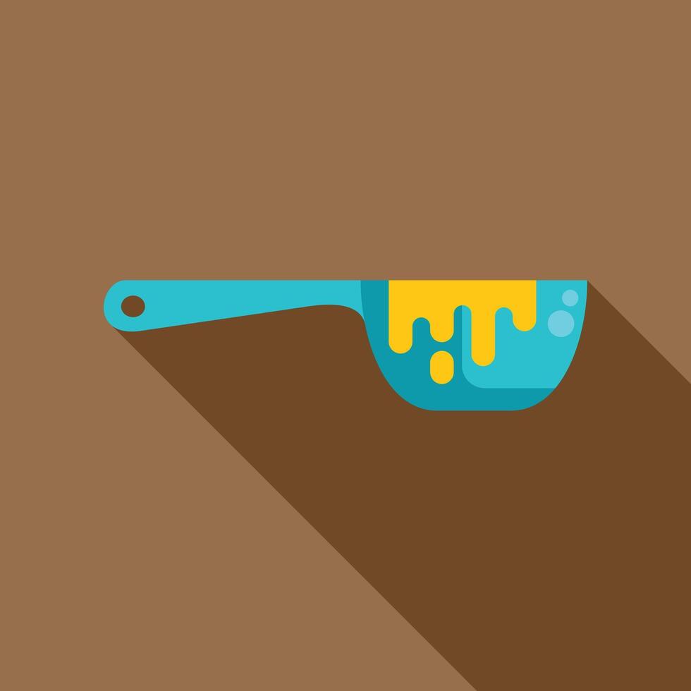 Blue kitchen spoon pouring honey flat design icon with long shadow vector