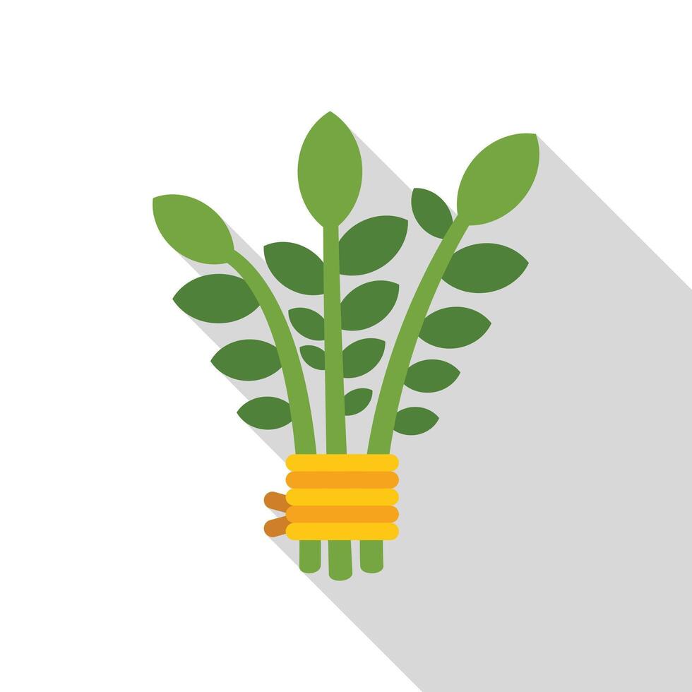 Bunch of freshly cut asparagus tied with string, flat design with long shadow vector