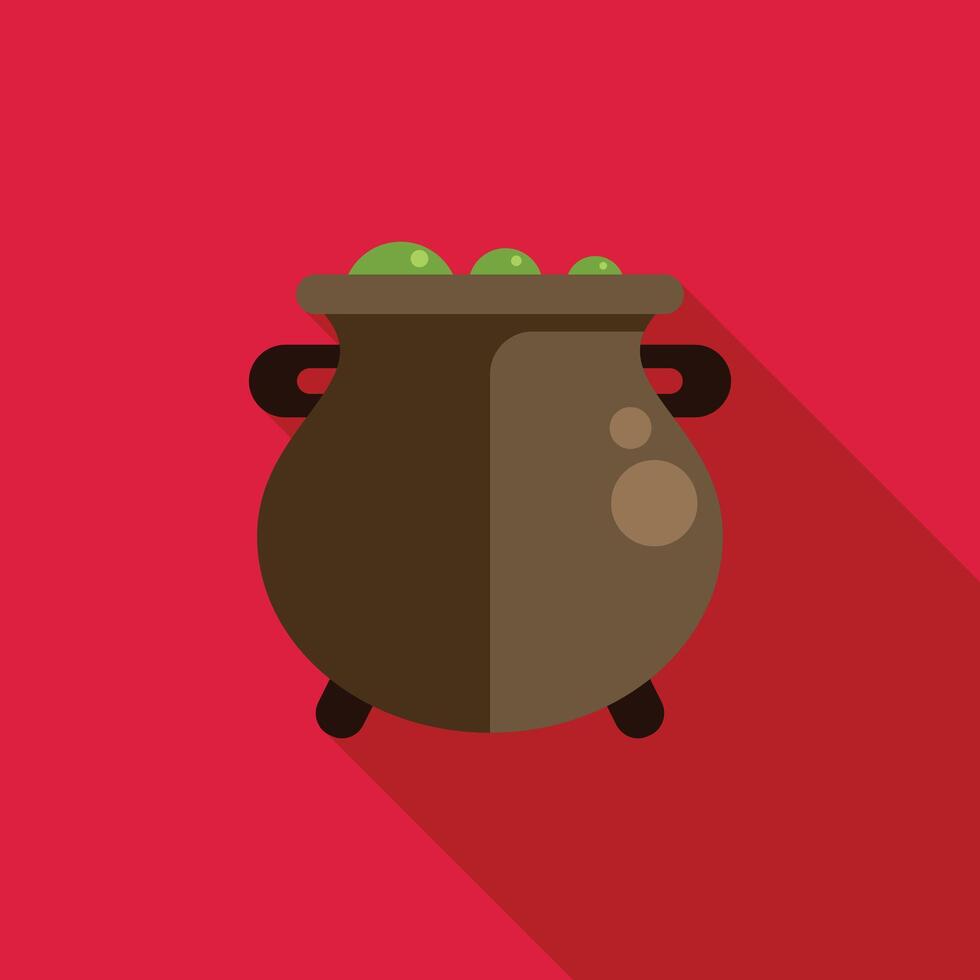 Witch cauldron with green potion bubbling, vector illustration