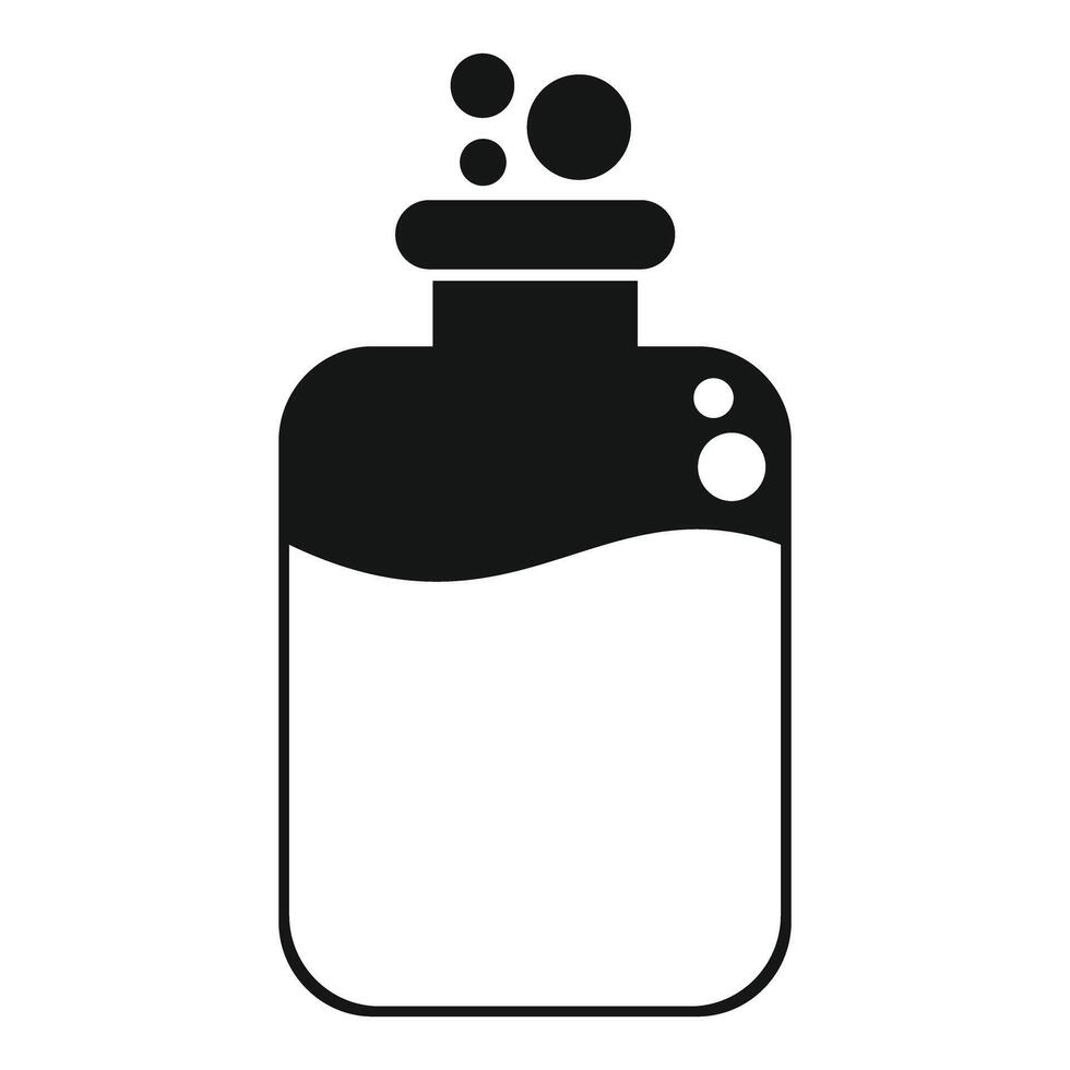Black glyph icon of a potion bottle bubbling with mysterious liquid vector
