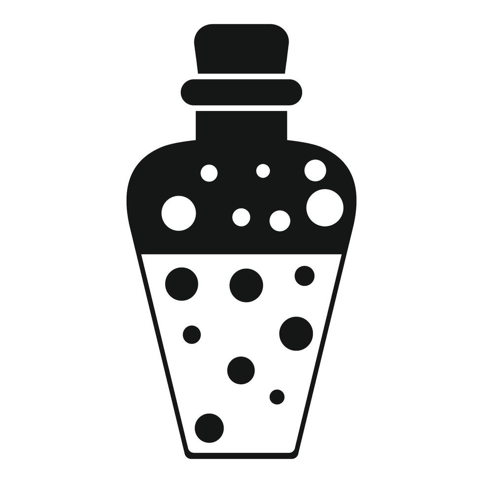 Magic potion boiling in glass bottle with cork stopper vector