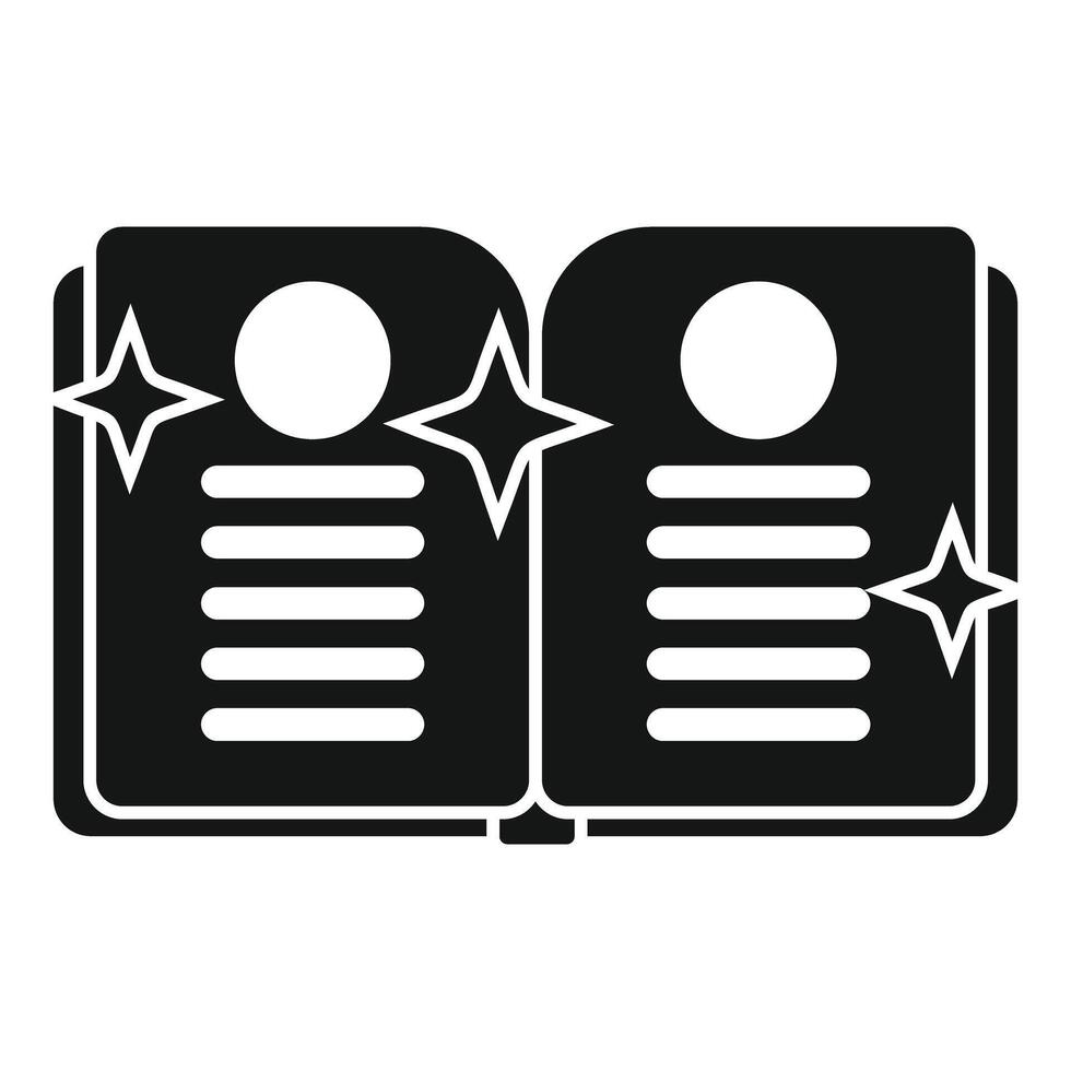 Magic book with sparkling stars icon glyph style vector