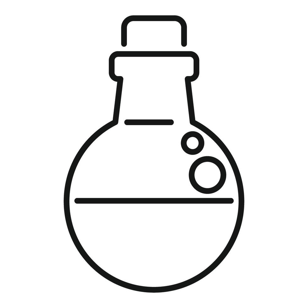 Chemical flask bubbling with activity line icon vector