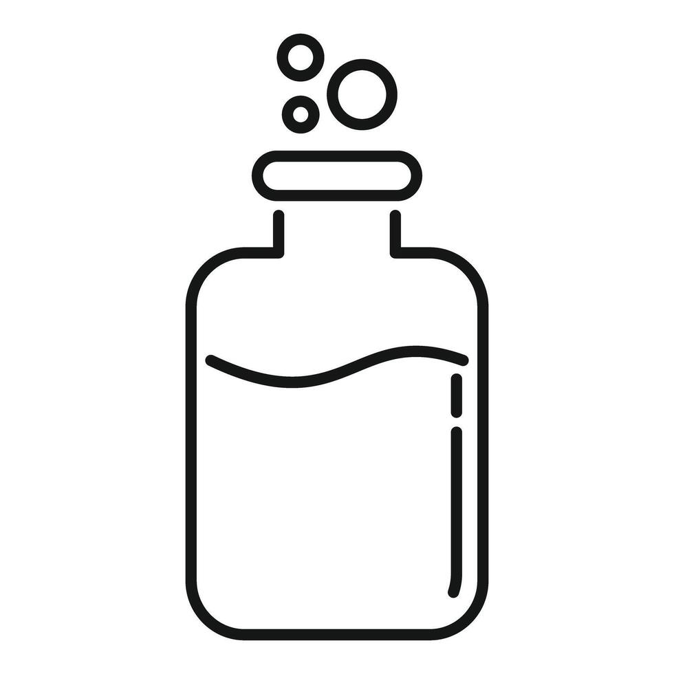 Bottle containing magic potion bubbling with liquid inside vector