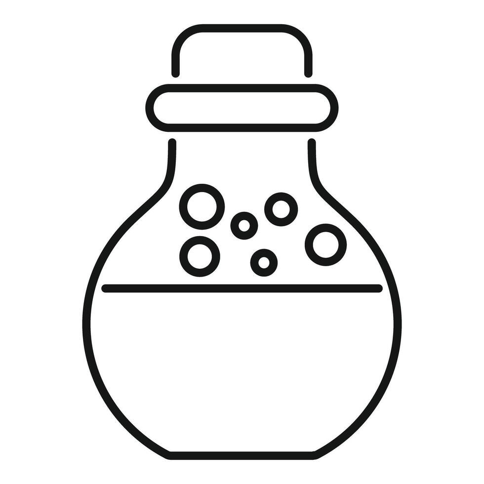 Chemical flask bubbling experiment icon showing chemistry research vector