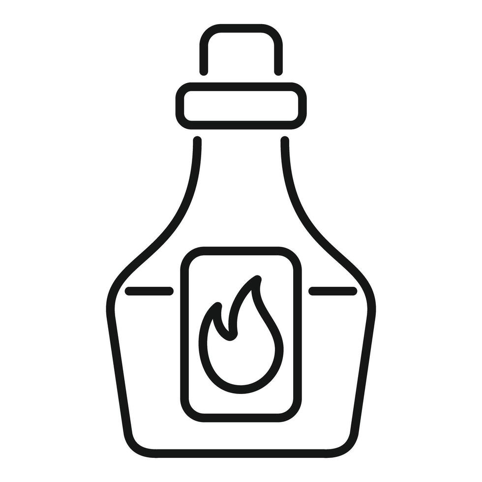 Hot sauce bottle with flame symbol indicating spiciness level vector
