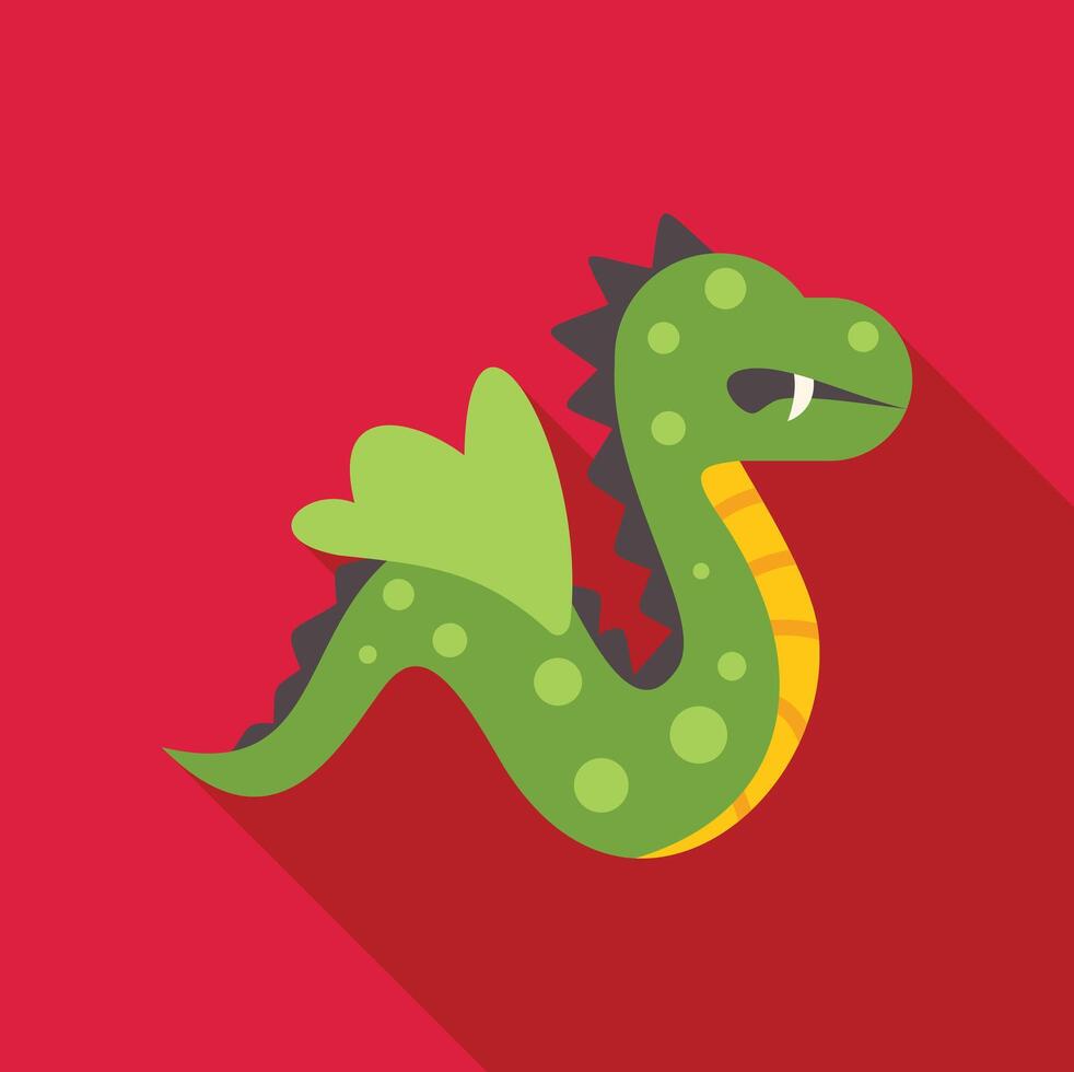 Green wyvern spreading its wings on red background vector